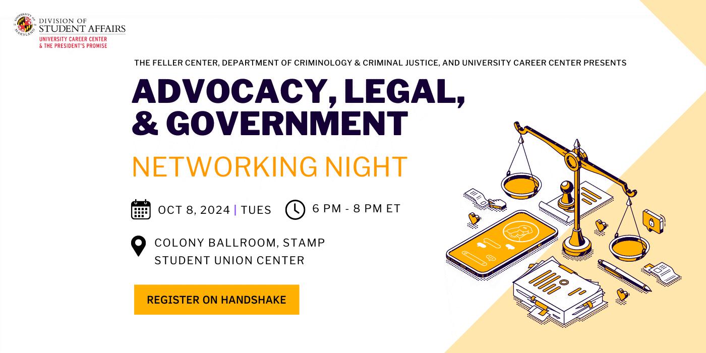 Advocacy, Legal, and Government Networking Night graphic promotion.