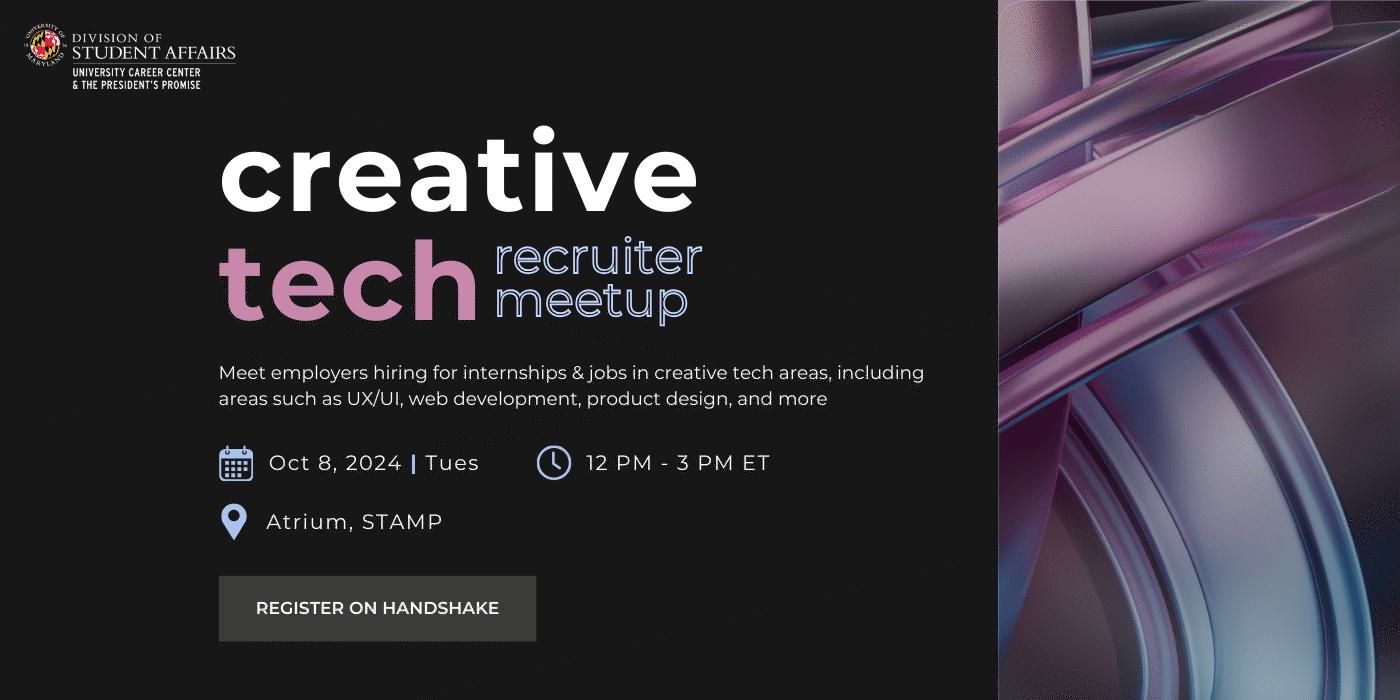 Creative Tech Recruiter meetup graphic promotion.