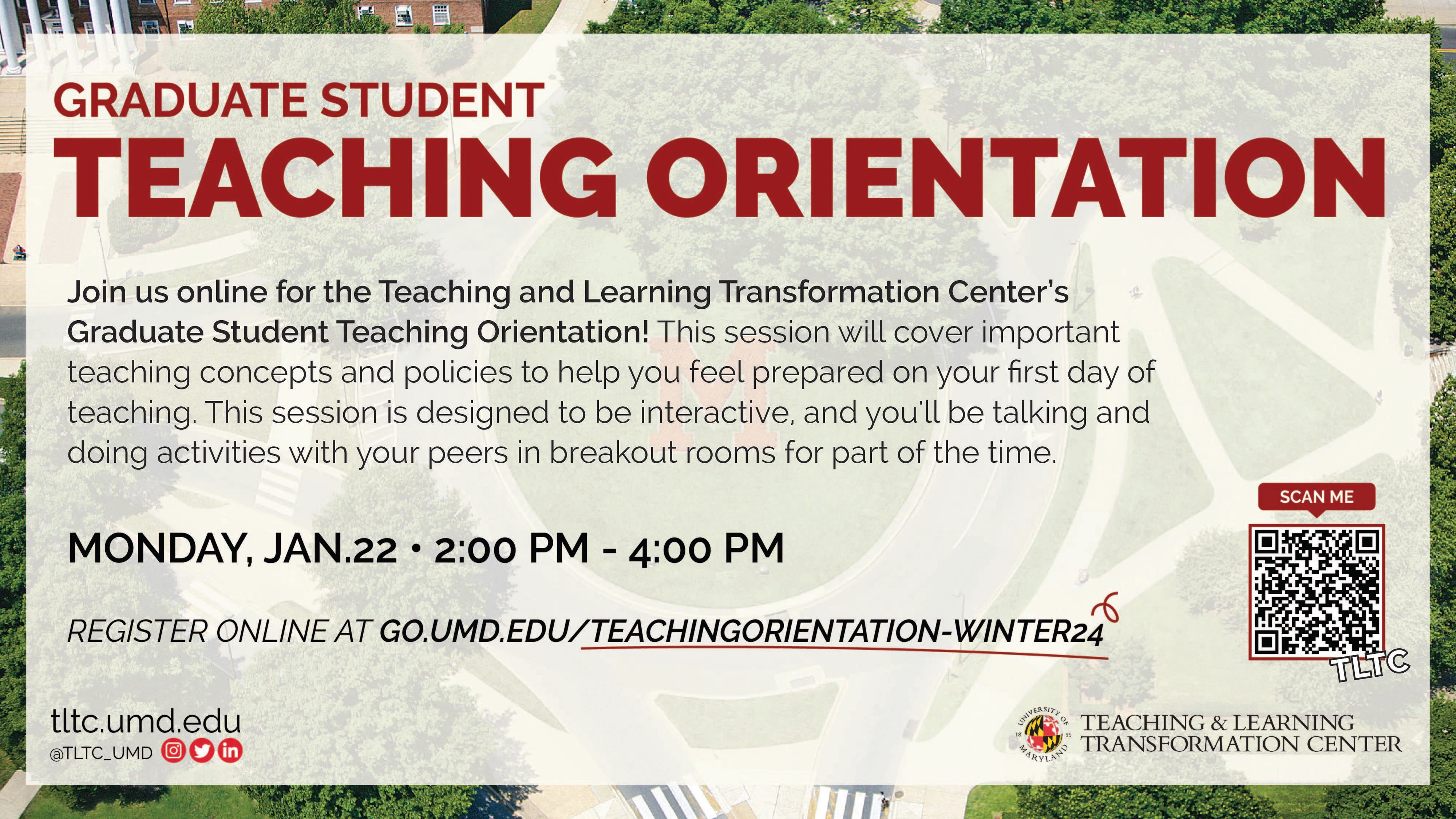 Flyer for Graduate Student Teaching Orientation