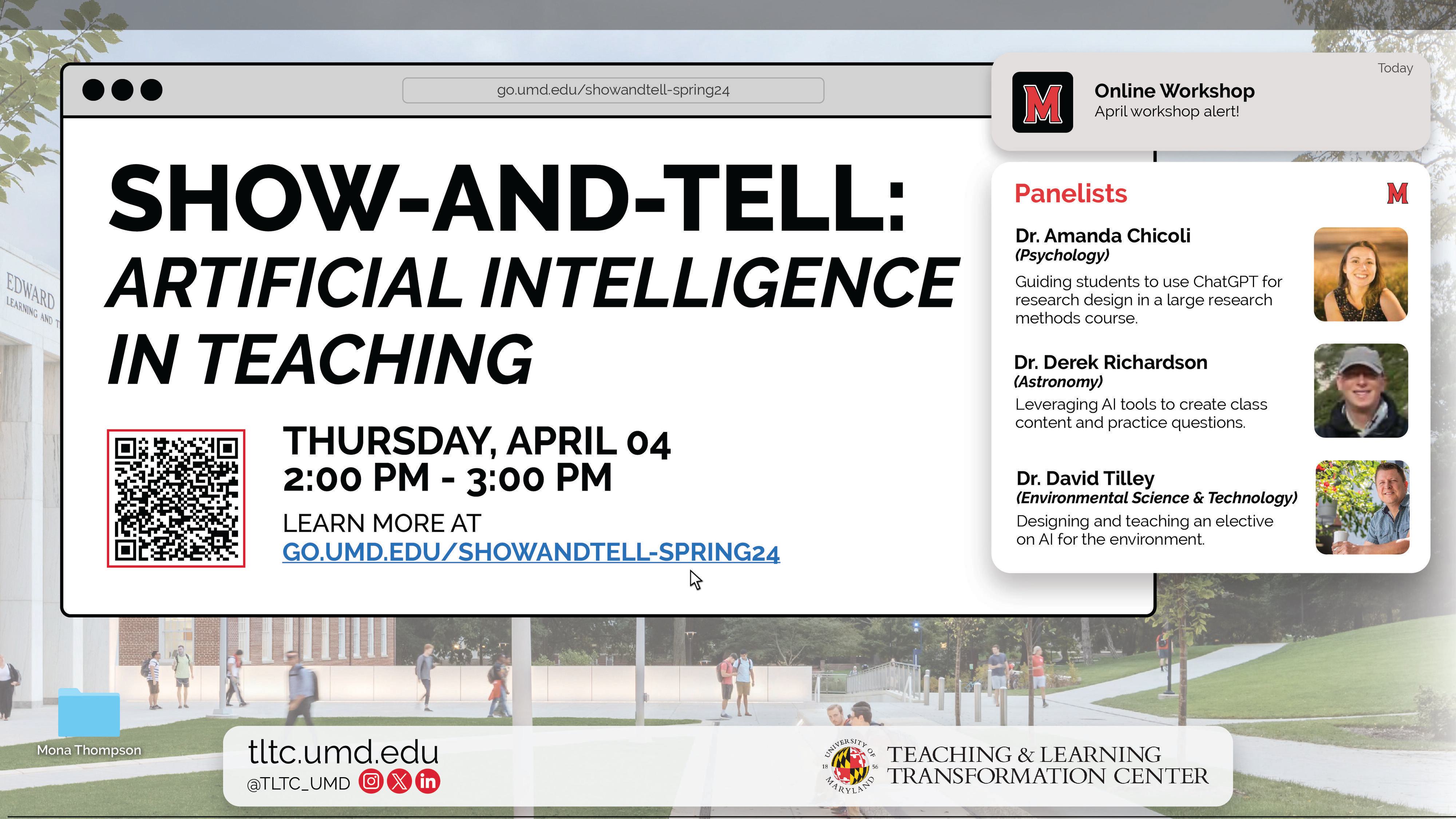 Flyer for Show and Tell: Artificial Intelligence in Teaching