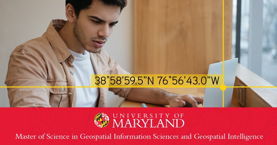 Man at computer with coordinates