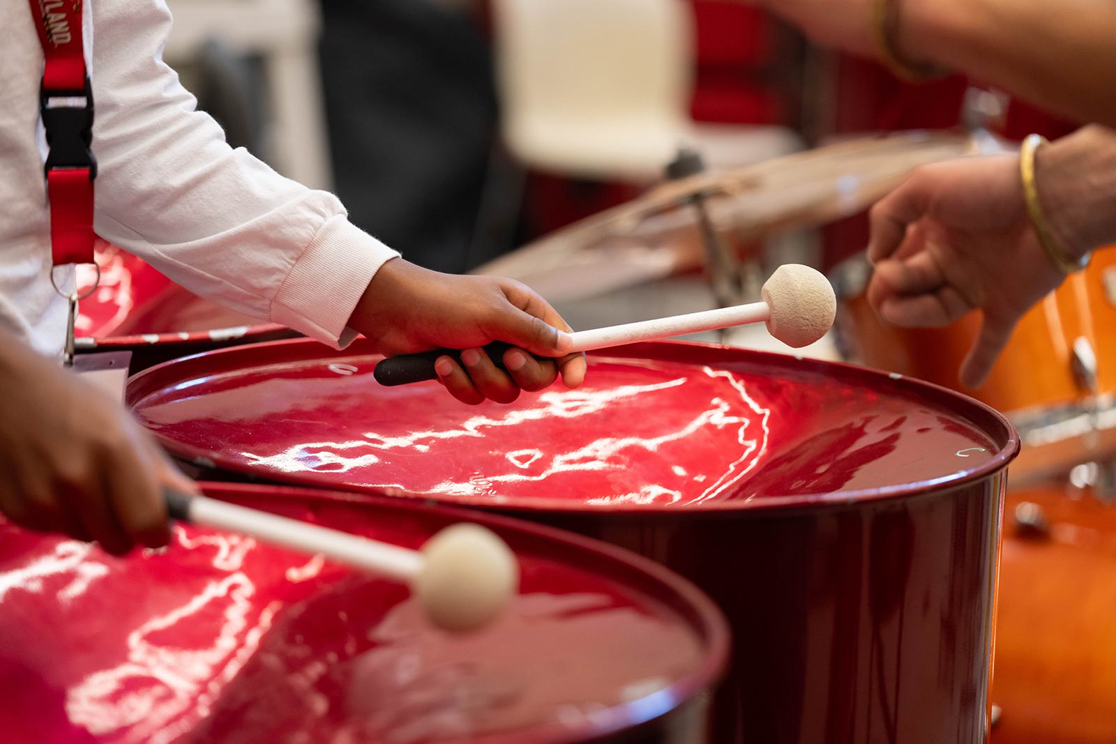 Steel band instruments.