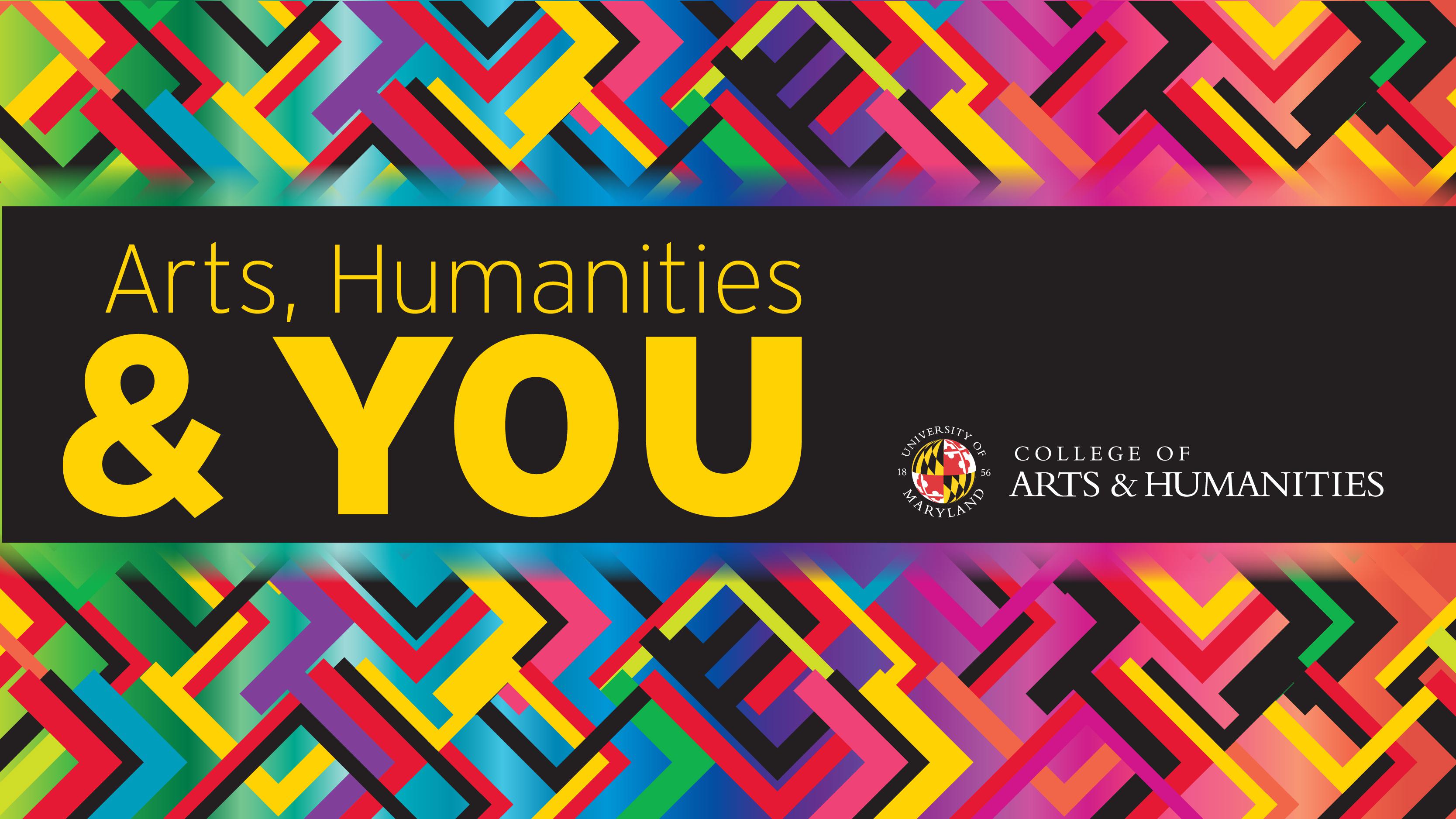 Arts, Humanities & You on colorful shapes background