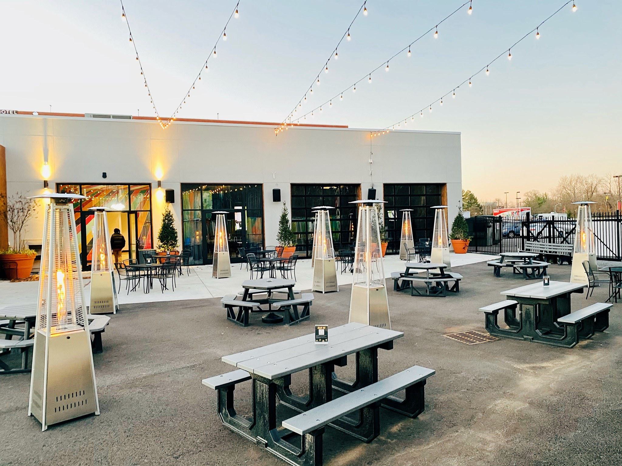 The Hall's outdoor seating area