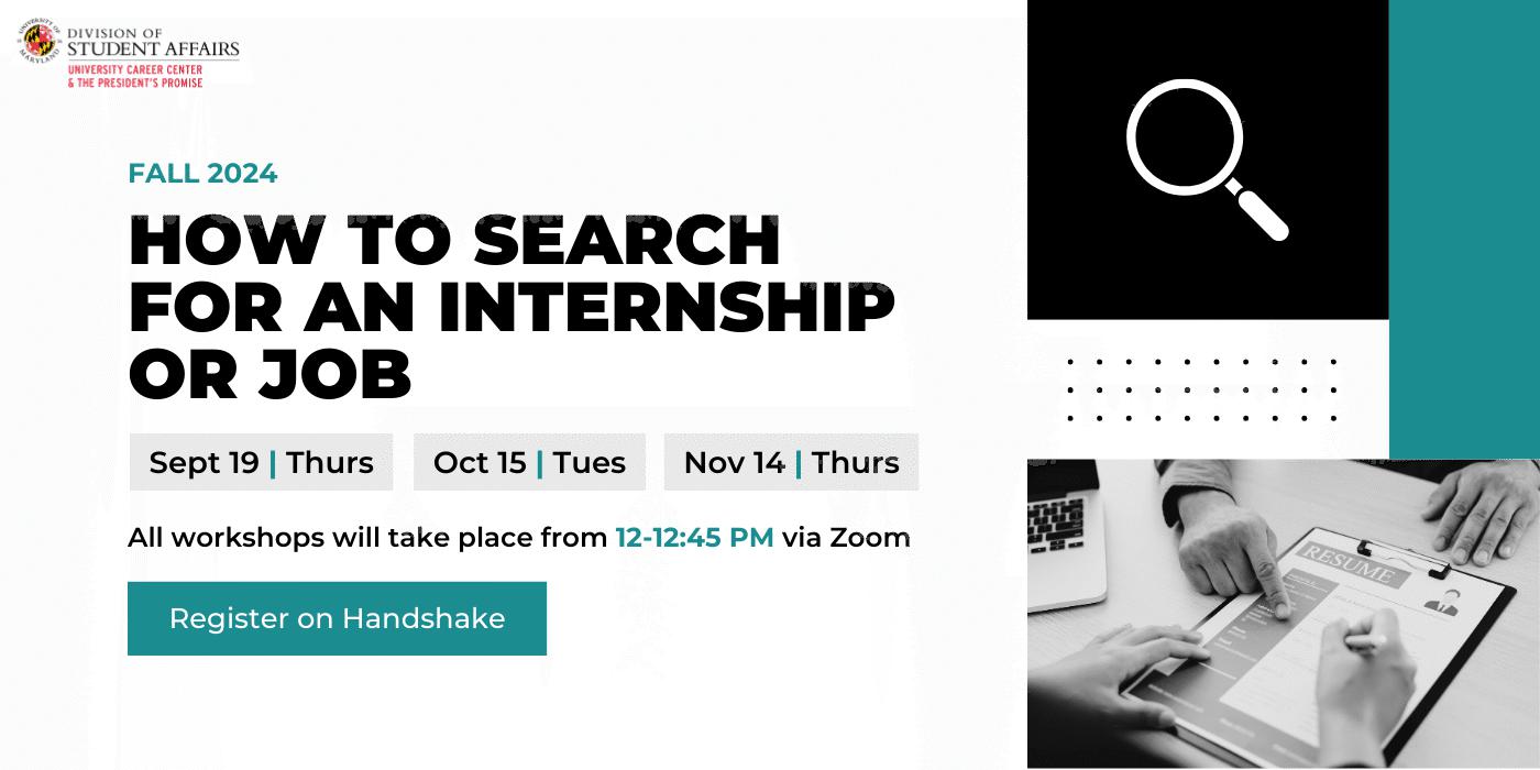 How to search for an internship or job banner promotion.