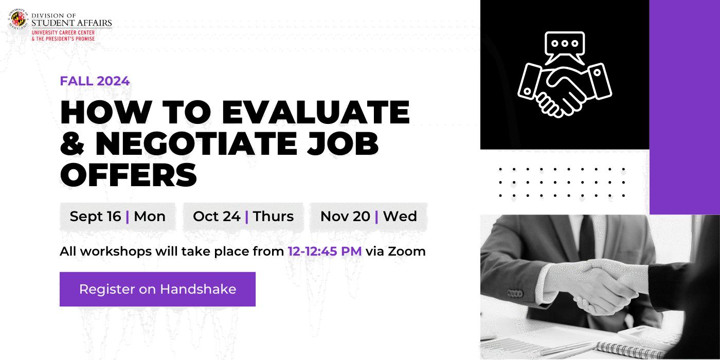 Promotional banner for the How to Evaluate and negotiation job offers event.