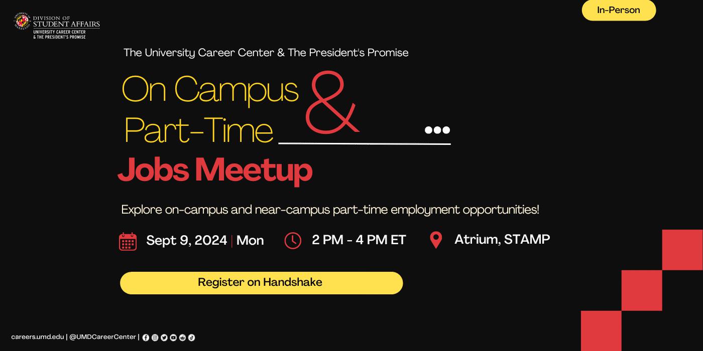 On campus and part-time job meet up promotion.