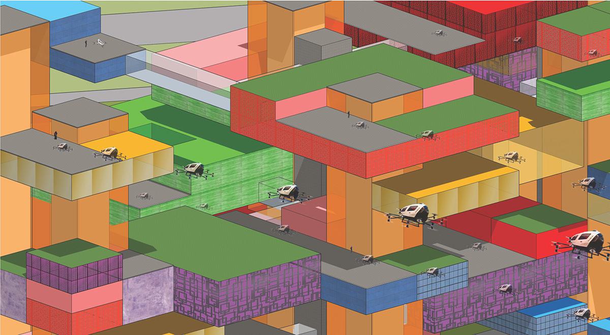 Multi-color 3D blocks and a series of helicopters.