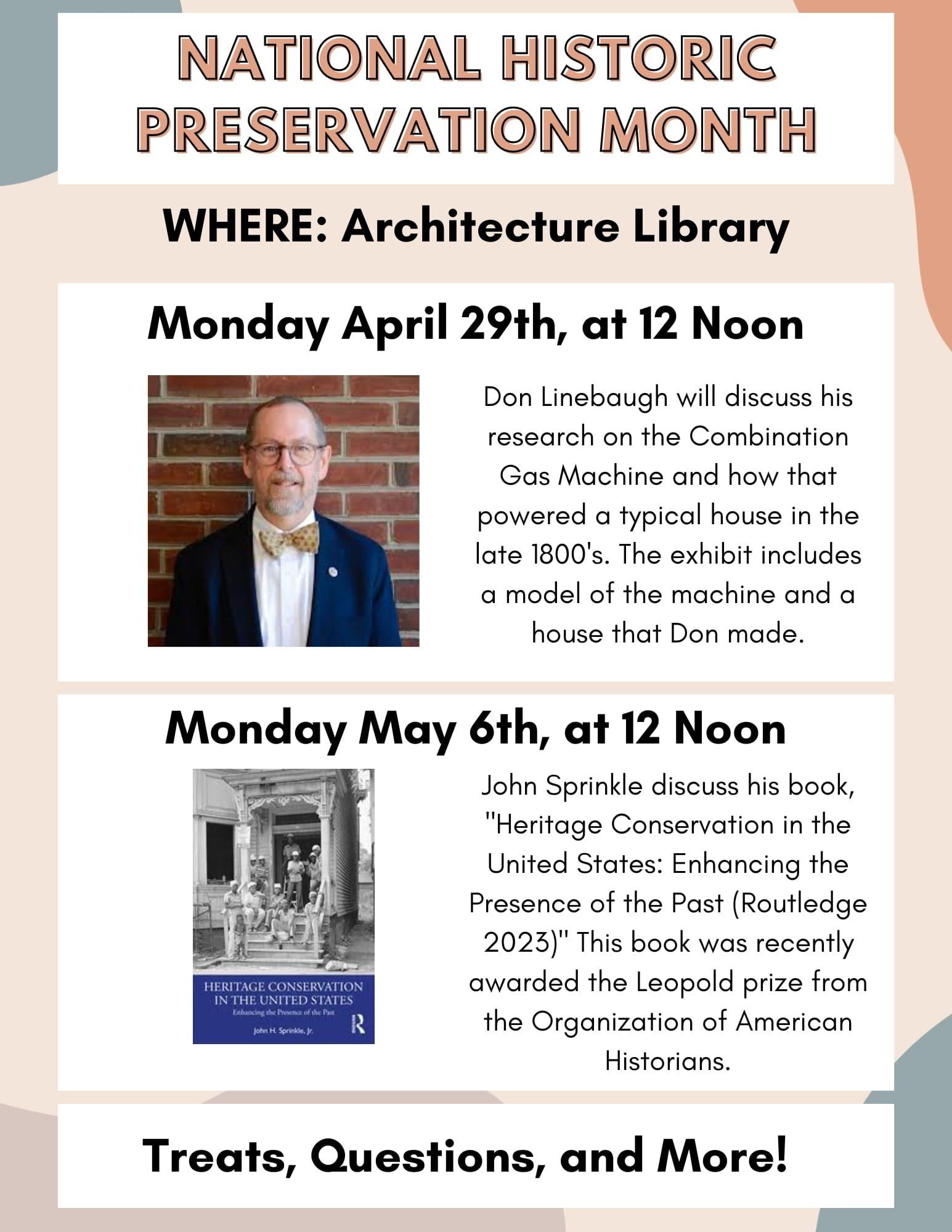 Image shows information for both events that will be hosted by the architecture library as part of a series