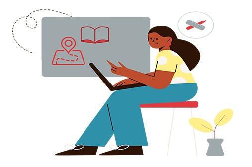 Woman working at a computer