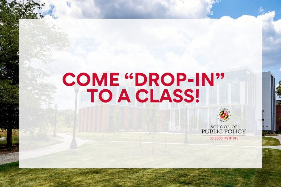 Drop Into a Class in red writing on a transparent white background