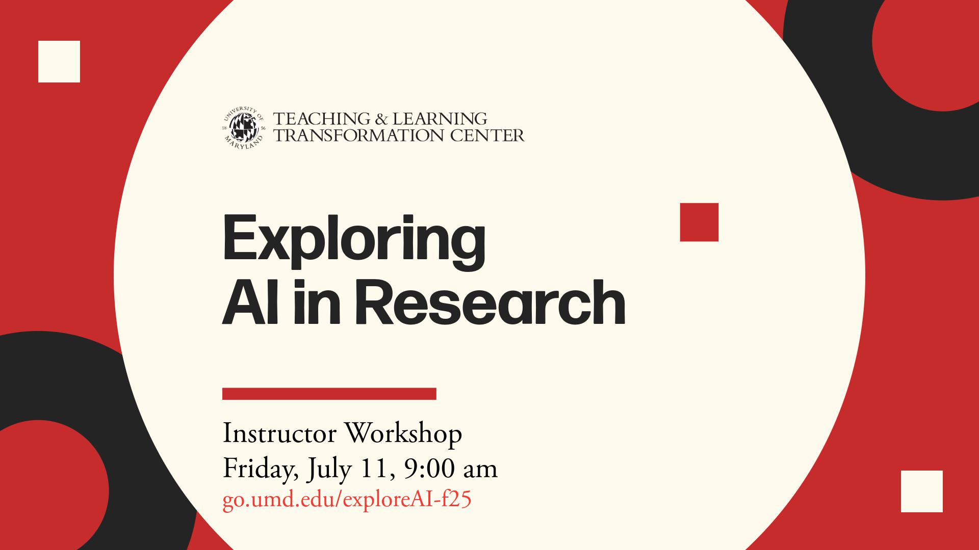 Flyer for Exploring AI in Research Workshop