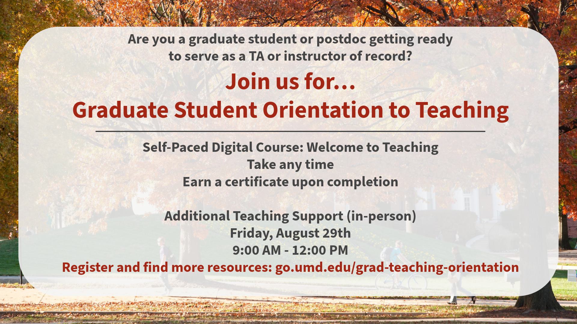 Flyer for Graduate Student Orientation