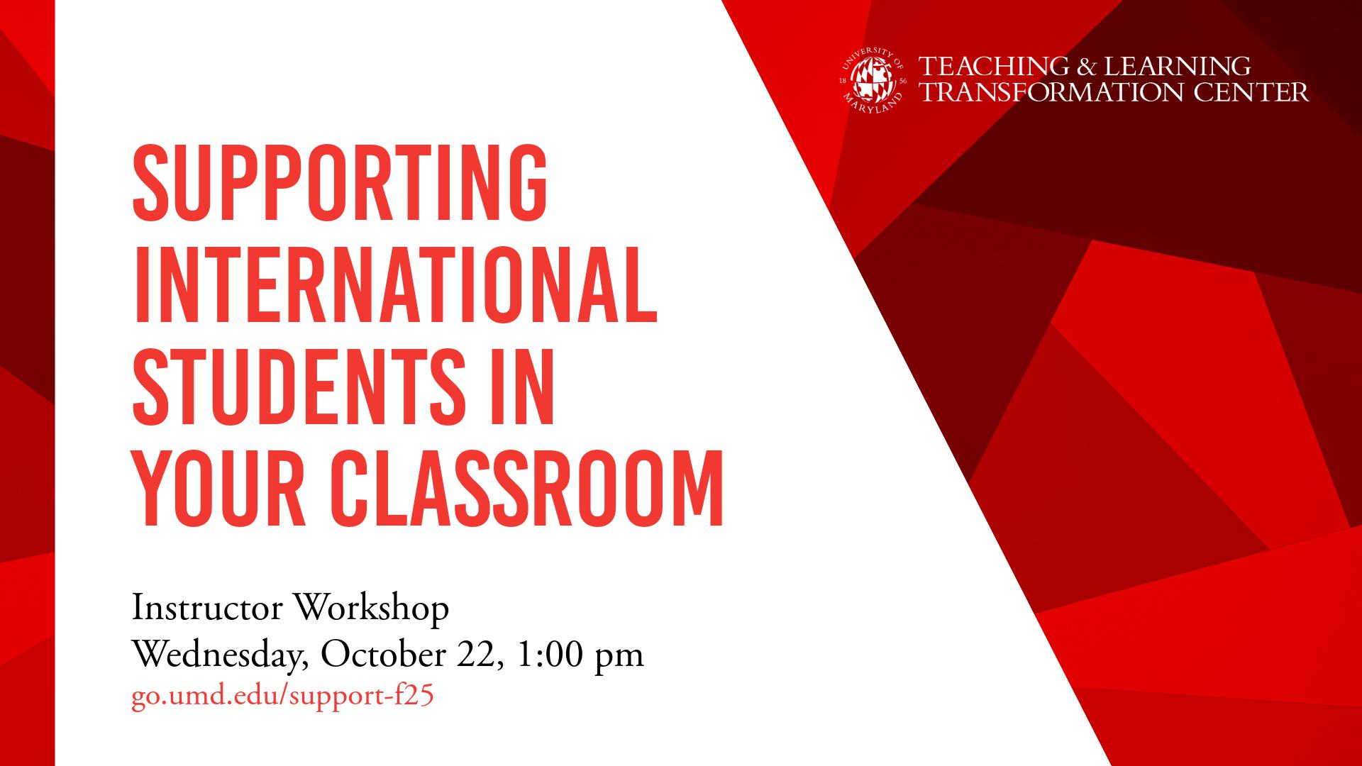 Flyer for Supporting International Students in Your Classroom