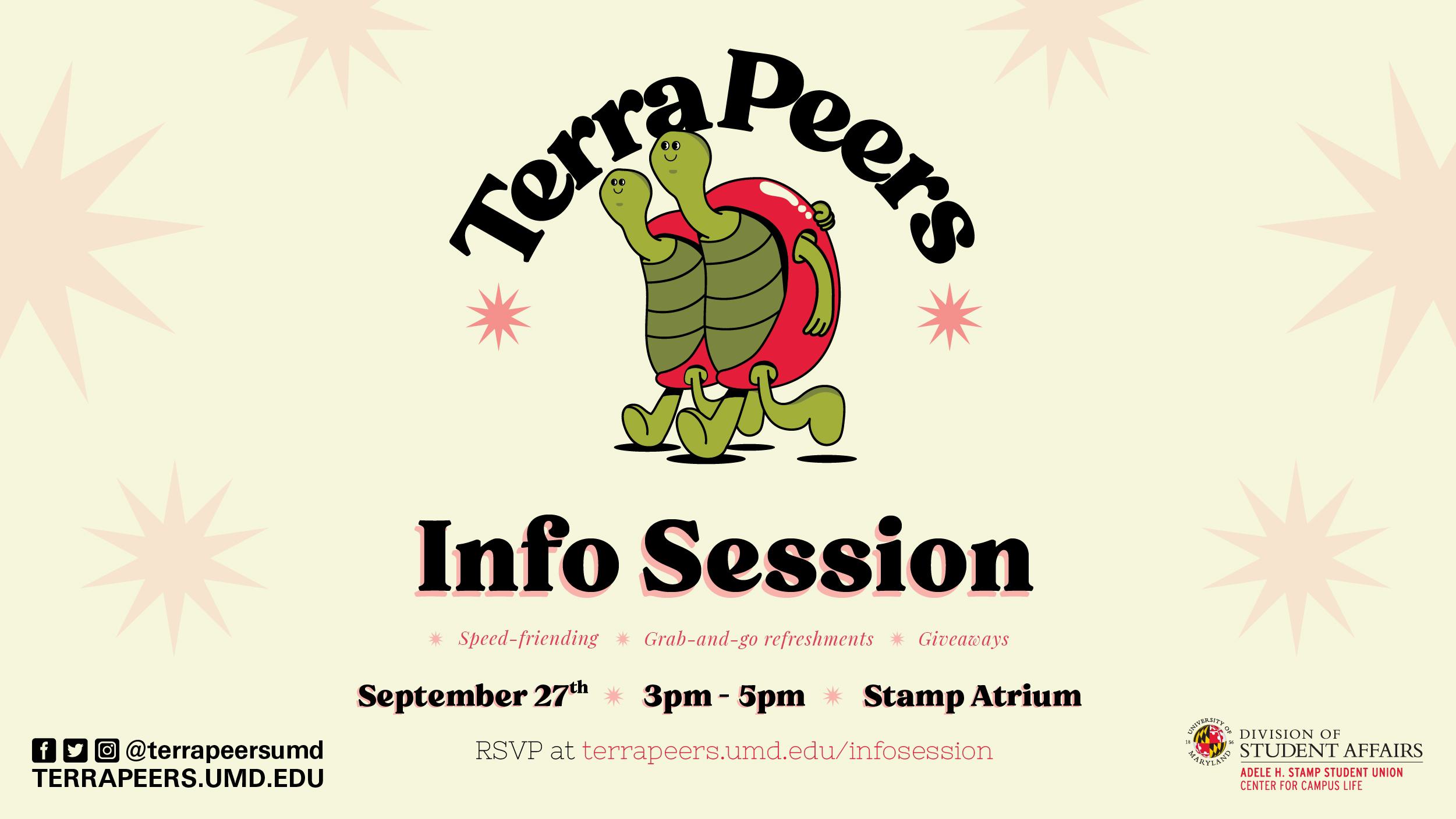 TerraPeers Info Session - September 27, 3-5pm, STAMP Atrium - Speed friending, refreshments, giveaways