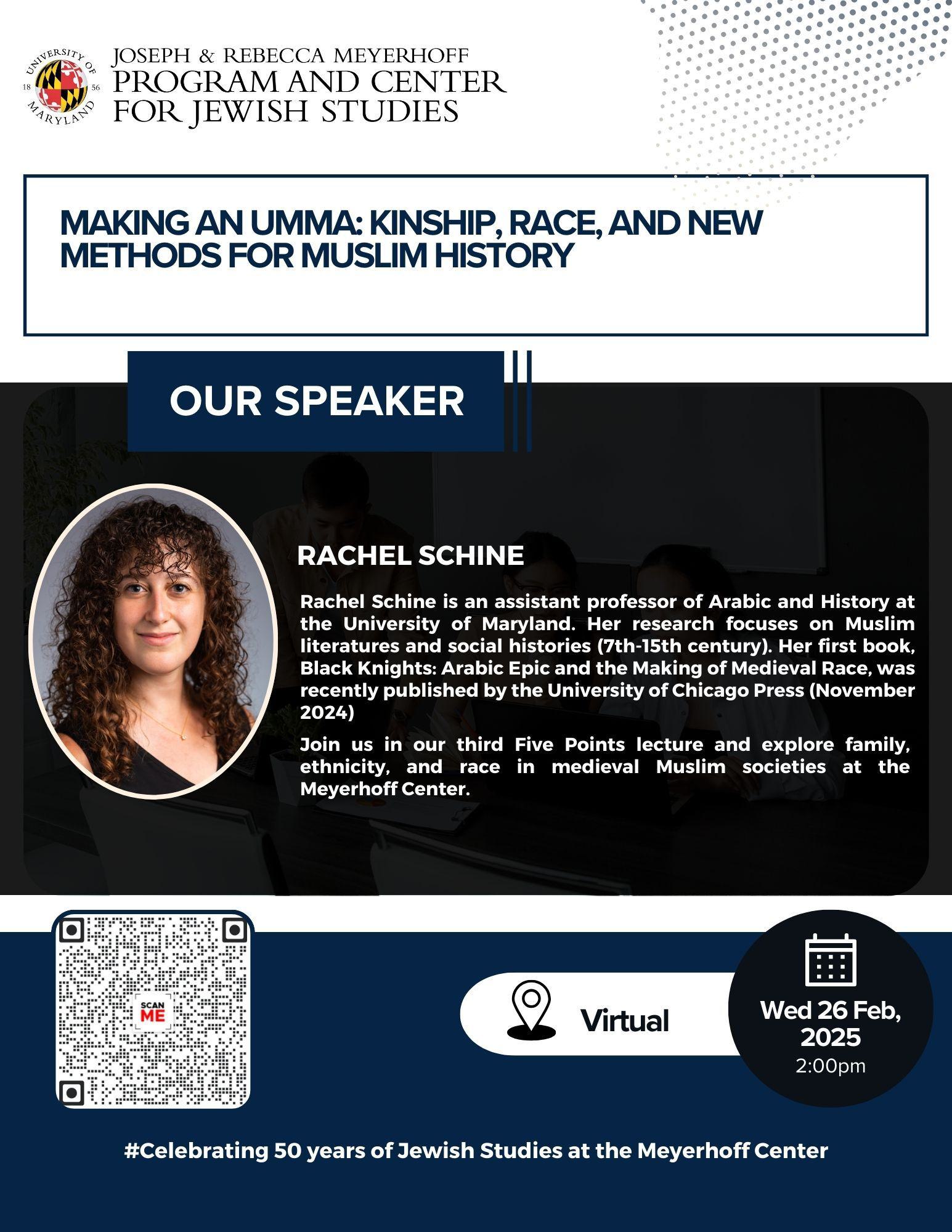 Flyer with Rachel Schine and event information