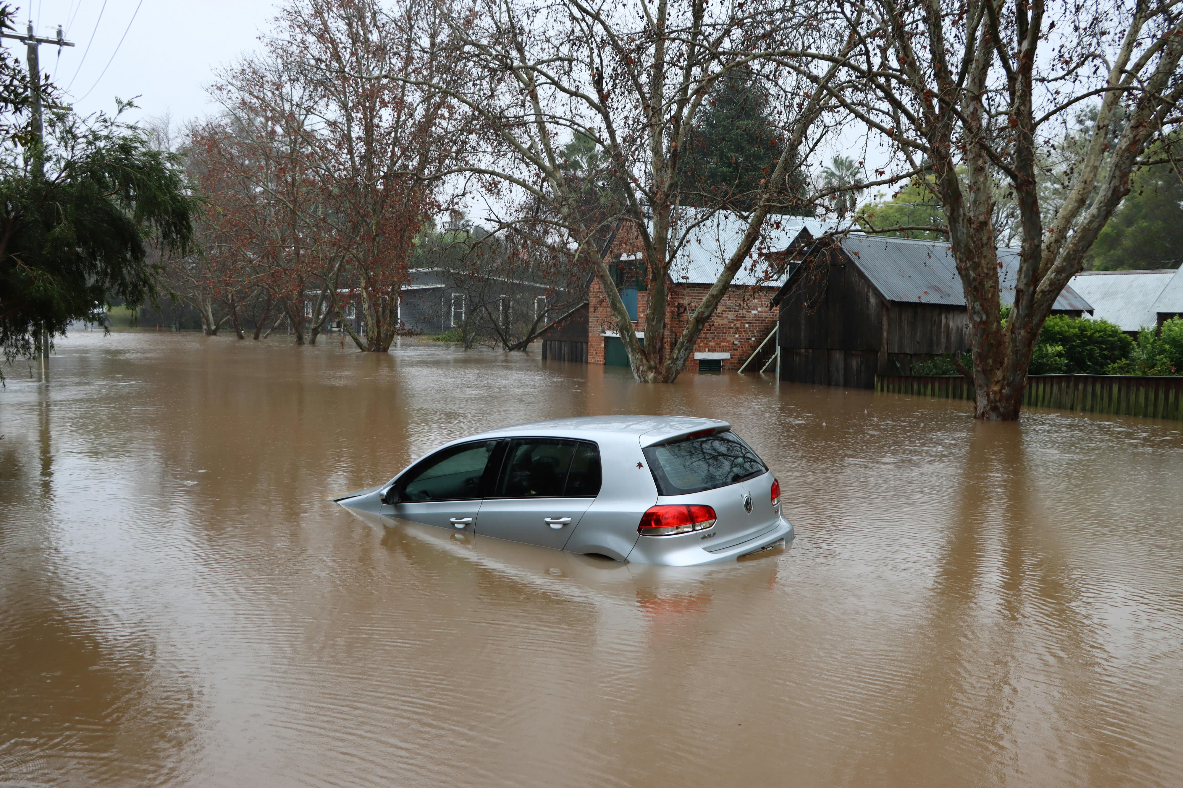 Cars under water due to a flood