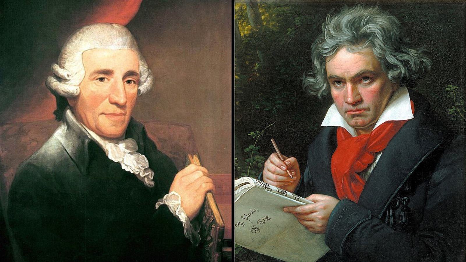 Portraits of Haydn and Beethoven.