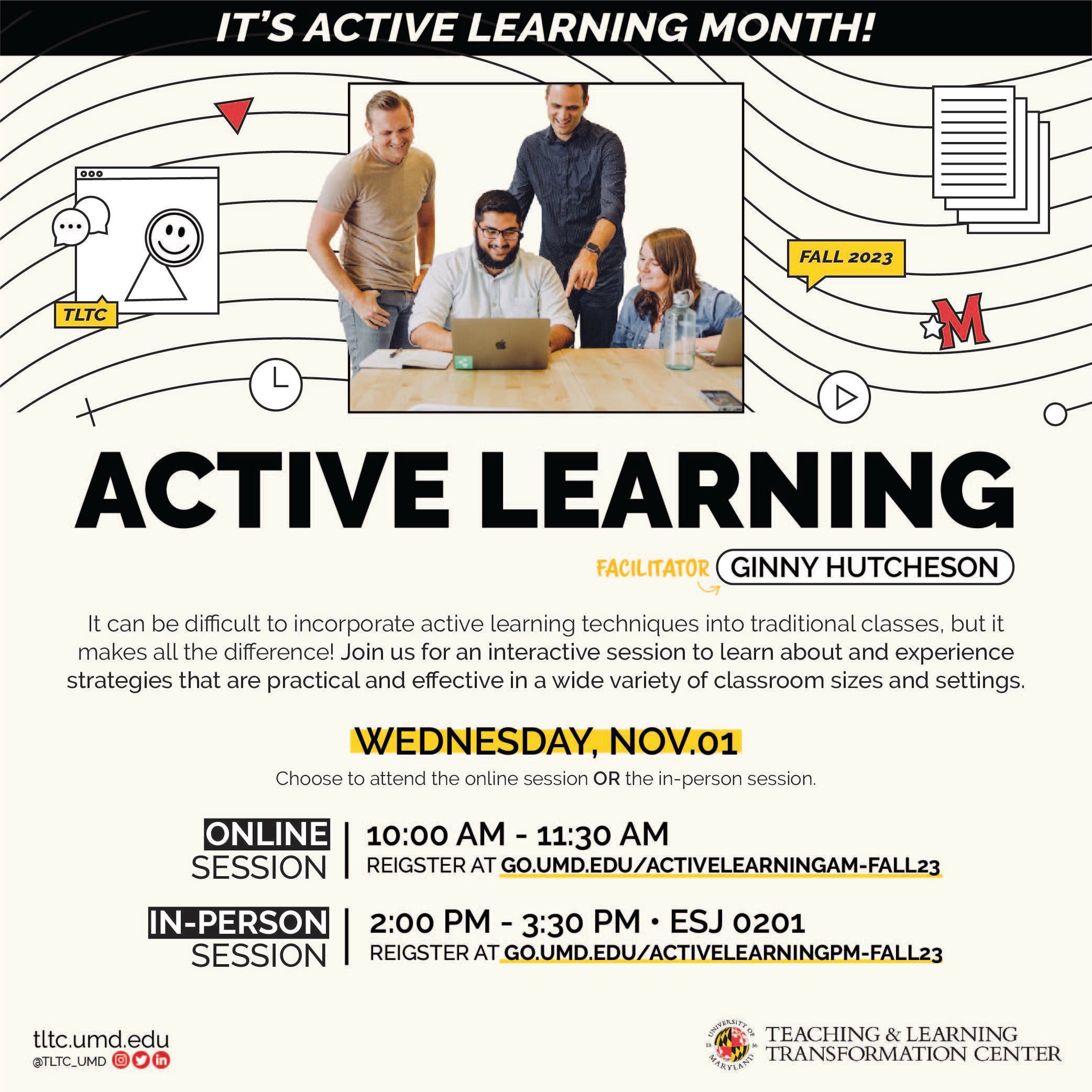 Flyer advertising Active Learning workshops