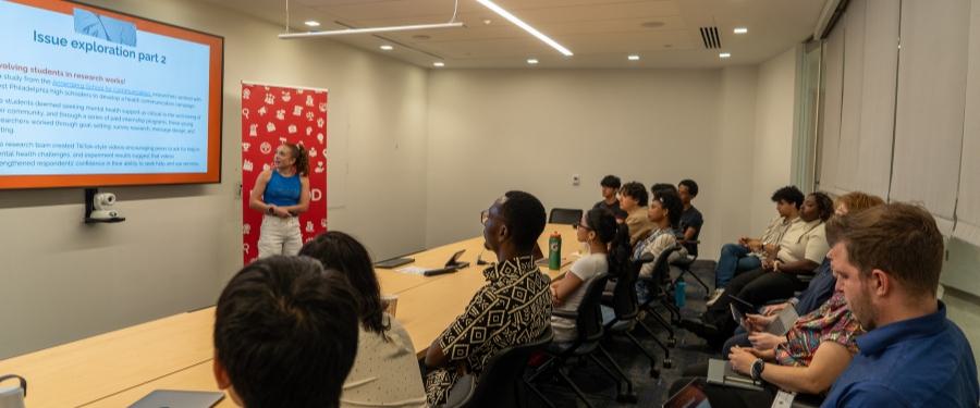 Students watching a presentation