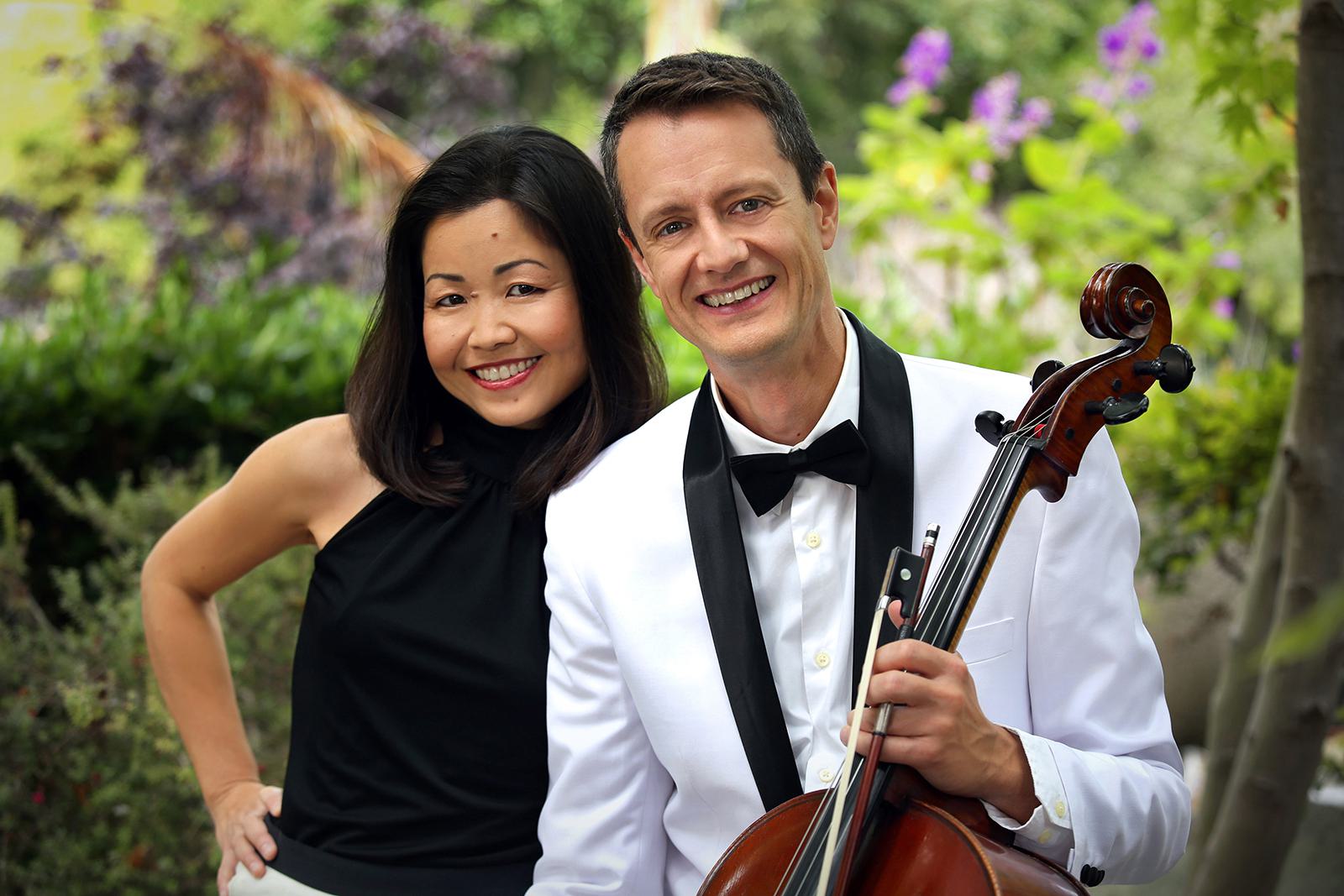 cellist Eric Kutz (right) and pianist Miko Kominami (left)