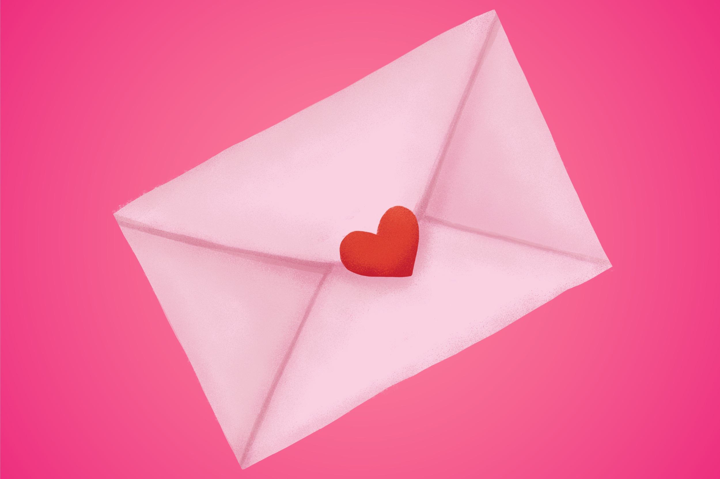 An envelope sealed with a heart.