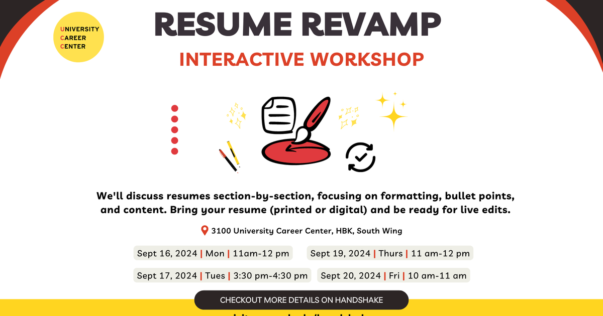 University of Maryland Calendar Resume Revamp Interactive