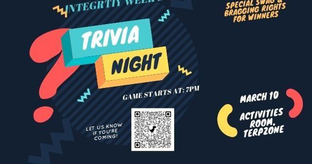 Trivia Week Schedule University of Maryland Calendar | Integrity Week Trivia Night
