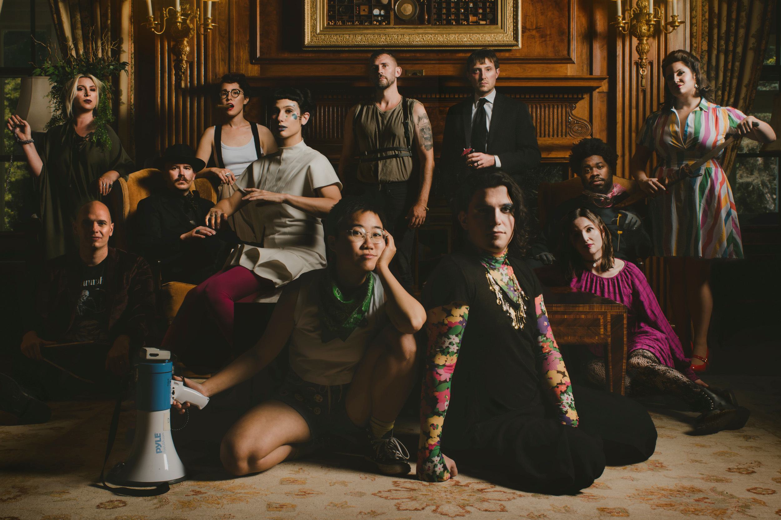 Roomful of Teeth ensemble pose for a picture.