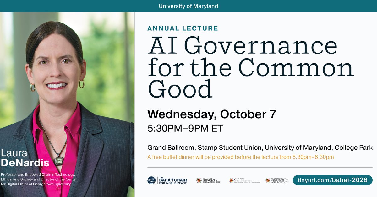 Baha'i Chair Annual Lecture 2026: AI Governance for the Common Good
