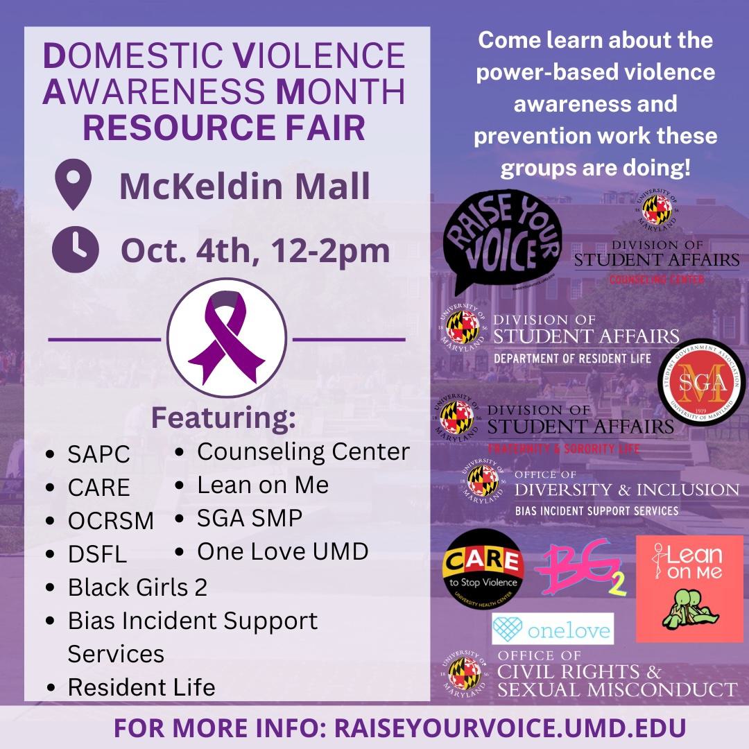 image of UPDATED DVAM Resource Fair 2024 UMD Calendar