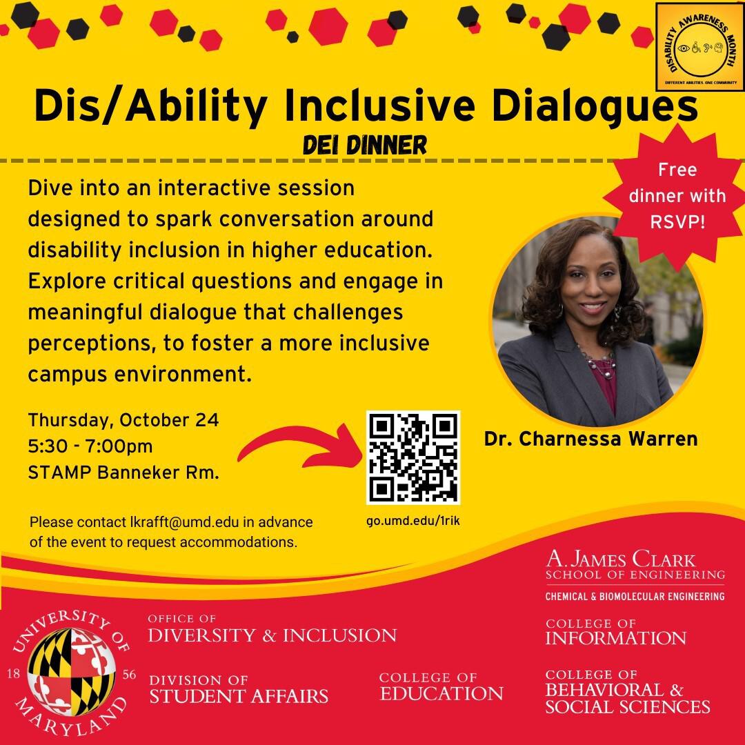 Dis/Ability Inclusive Practices DEI Dinner with Dr. Charnessa Warren poster